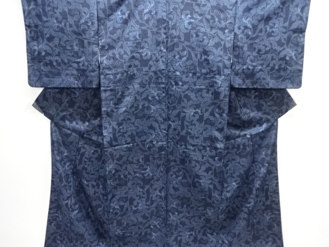 JAPANESE KIMONO / SILK / TOKAMACHI TSUMUGI / WOVEN ABSTRACT ARABESQUE